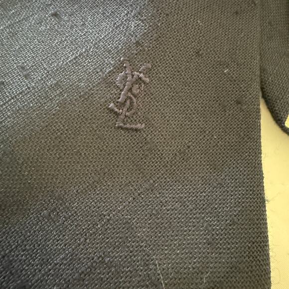 YVES SAINT LAURENT | Vintage Navy Blue Woven Monochromatic Necktie 3 inch - Picture 3 of 5